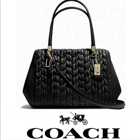Coach Handbags - New Coach Madison Chevron Gathered Poof Satchel